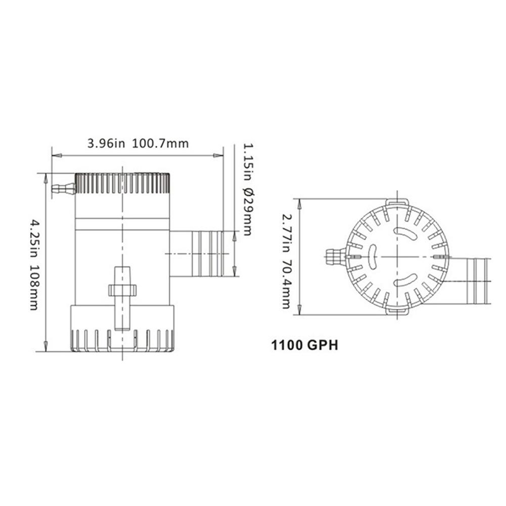 1100GPH Boat Bilge Máy bơm nước chìm Công tắc phao biển làm việc gián đoạn Bộ 12V