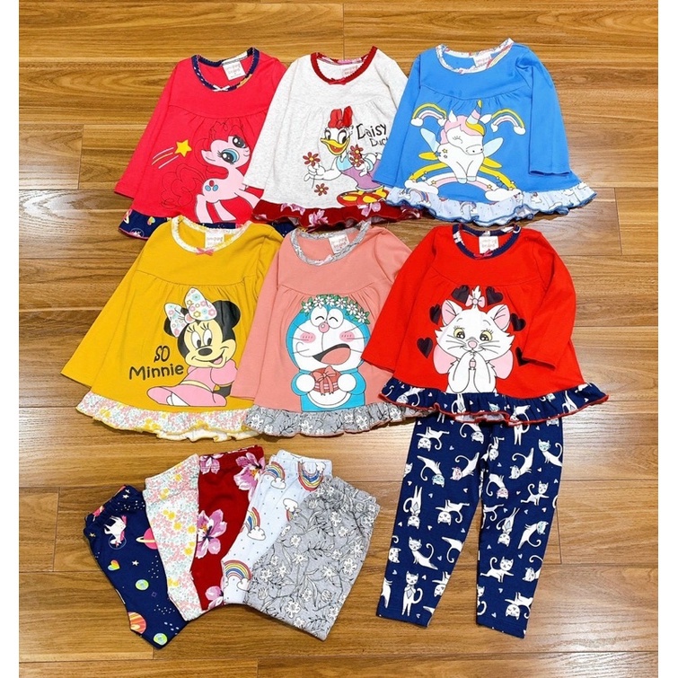 Bộ cotton bèo gấu bé gái (3-8y)