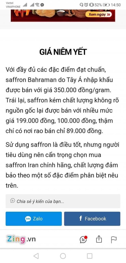 [Công ty Tây Á] 5 Gram Saffron Tây Á / Nhụy Hoa Nghệ Tây Bahraman Saffron Super Negin