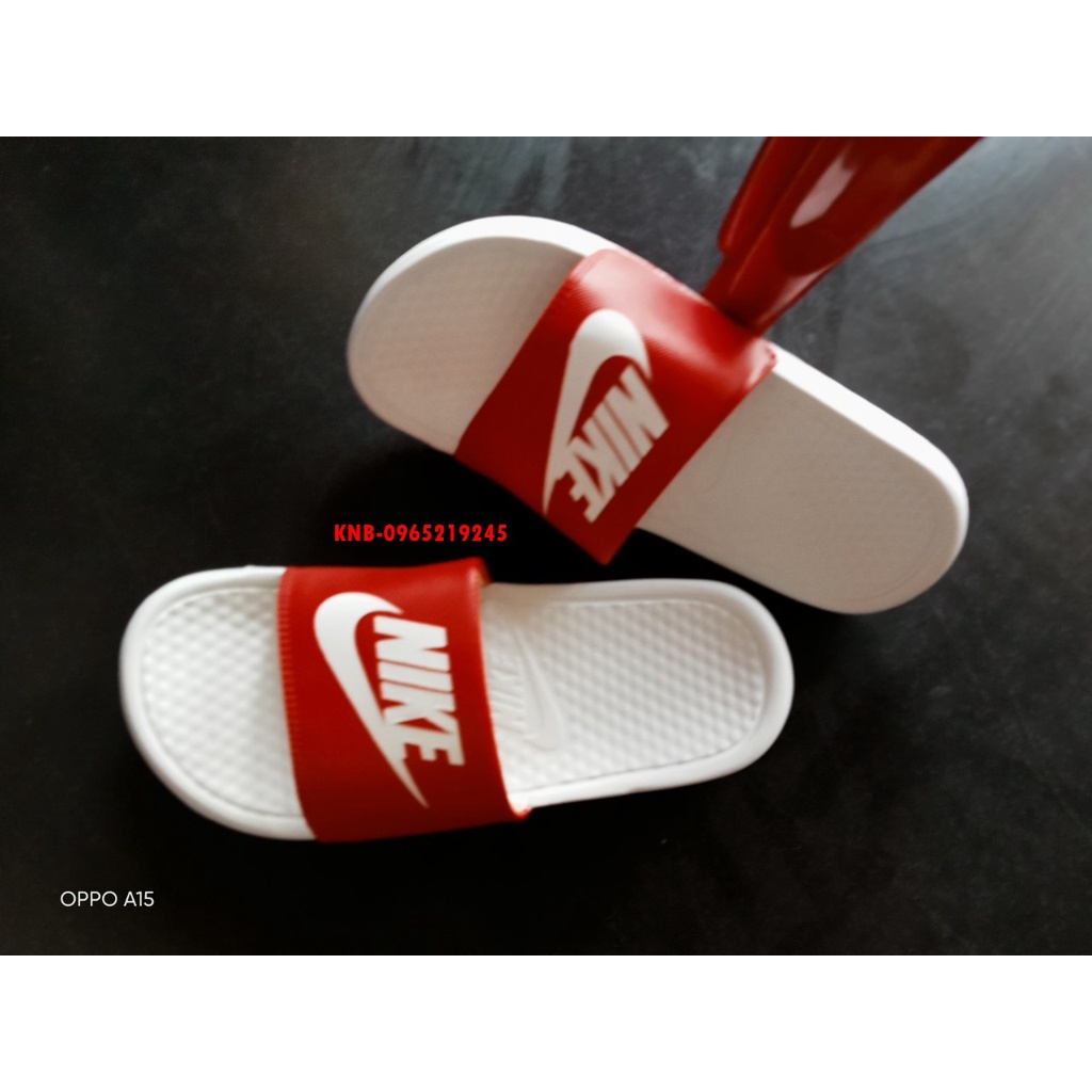 Dép nike nam nữ, dép quai ngang nam nữ unisex nike benassi cartoon ❤️FREESHIP + Hộp❤️ màu trắng quai đỏ