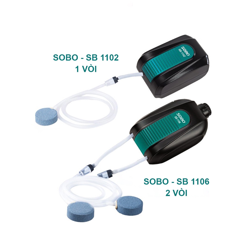 Máy Sục oxy bể cá, máy sủi oxy SOBO SB-1106 2 vòi - Chạy siêu êm