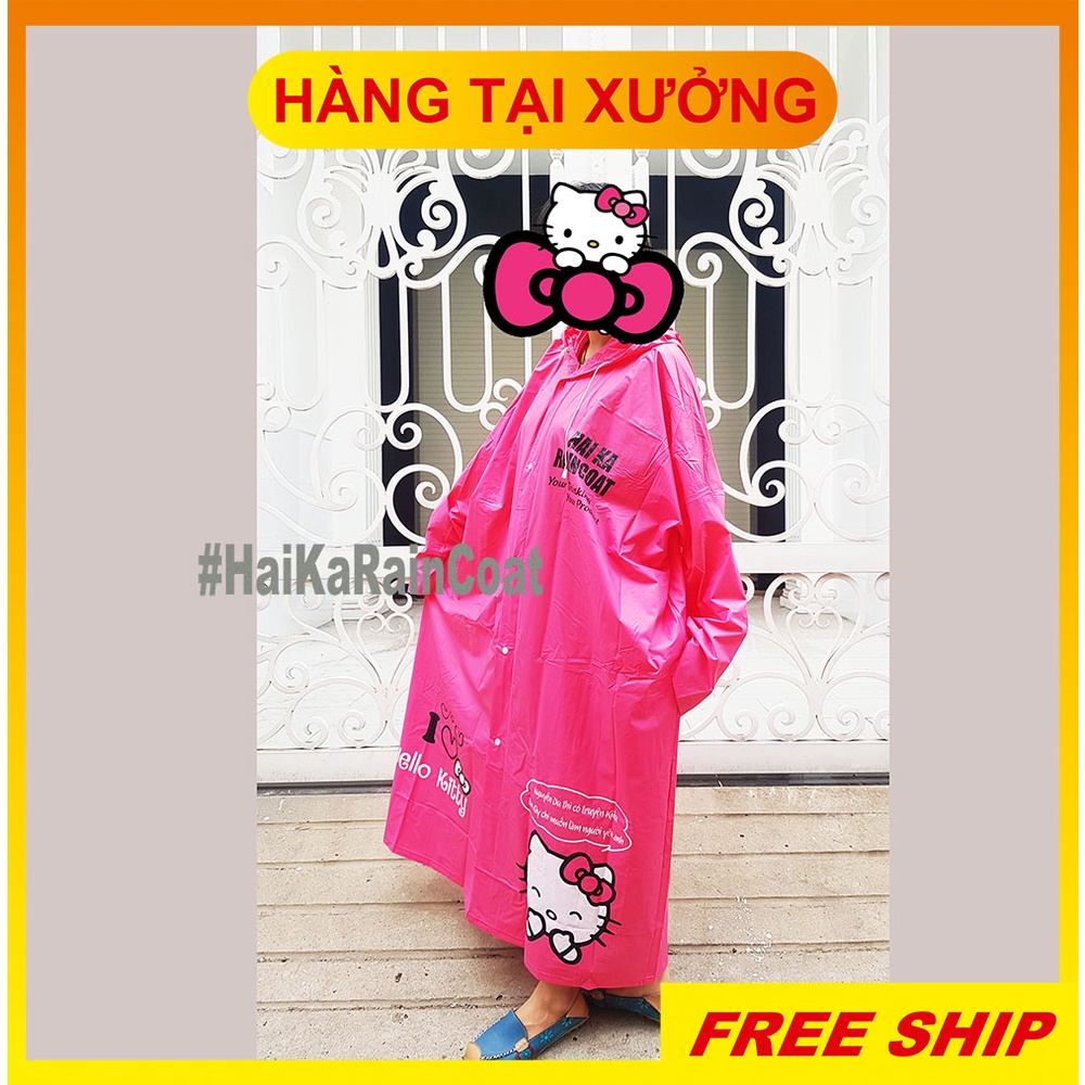 Áo mưa Măng tô Dây kéo Hello Kitty (Có BảoHành) - Áo mưa hoạt hình Cute/Chất liệu PVC siêu bền Đài Loan