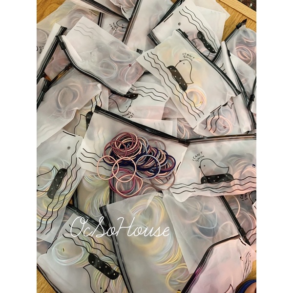 Set 100 dây buộc tóc kèm túi zip