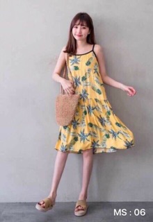 Đầm bầu lanh 2 dây(nhiều vân)