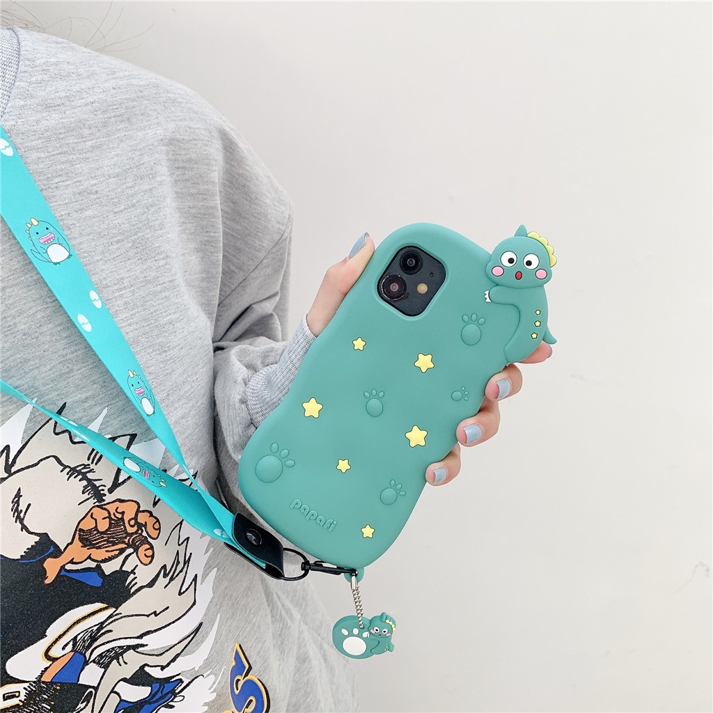 Hoạt Hình Ốp Điện Thoại Silicon Hình Khủng Long Có Dây Đeo Cho Iphone 11 / 12 Pro | BigBuy360 - bigbuy360.vn