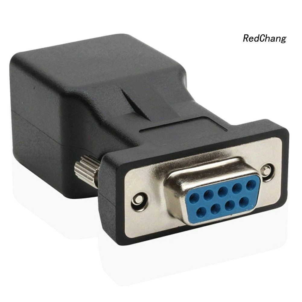 -SPQ- RS232 DB9 9-Pin Serial Port Female to RJ45 Female Ethernet Adapter Converter