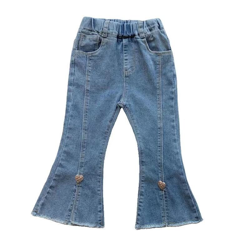 Quần Jeans Ống Loe Hình Trái Tim Thời Trang Mùa Thu Mới 2022 Dành Cho Bé Gái
