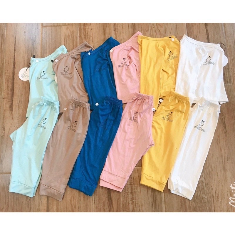 Bộ Dài Tay Thun Lạnh Cúc Chéo Kwoo Cho Bé, Đồ bộ sơ sinh đáp đũng đóng bỉm