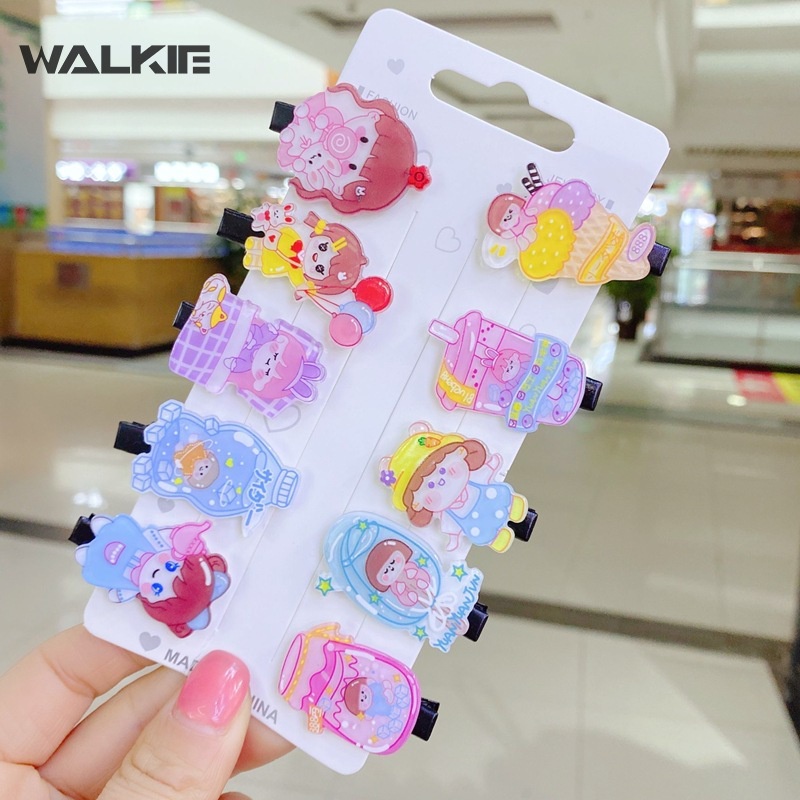 Set 10 Kẹp Tóc Hello Kitty Cinnamoroll Kuromi MyMelody Dễ Thương Thích Hợp Làm Quà Tặng Cho Bé Gái