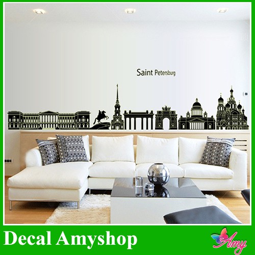 [FREESHIP 50K] Decal dán tường Dạ quang Saint Peterspurg dán phòng ngủ đẹp - decal trang trí có keo sẵn