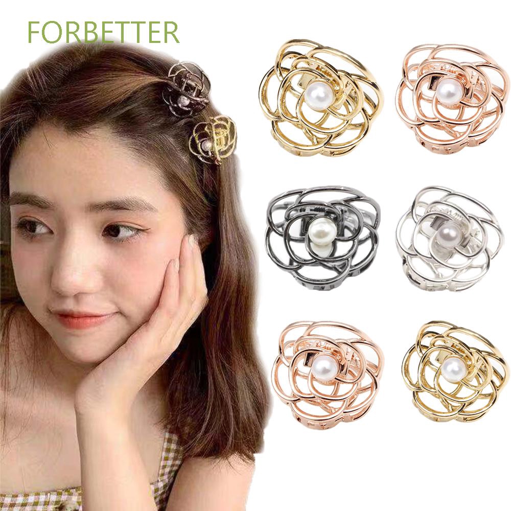 1/5 Kẹp Tóc Càng Cua Đính Hoa Hồng Kim Loại Cho Nữ Giới