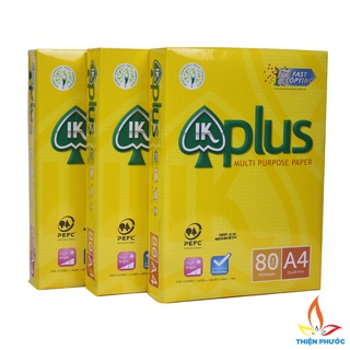 Giấy a4 ik plus 80gsm dày 500 tờ trắng mịn sukado gika480