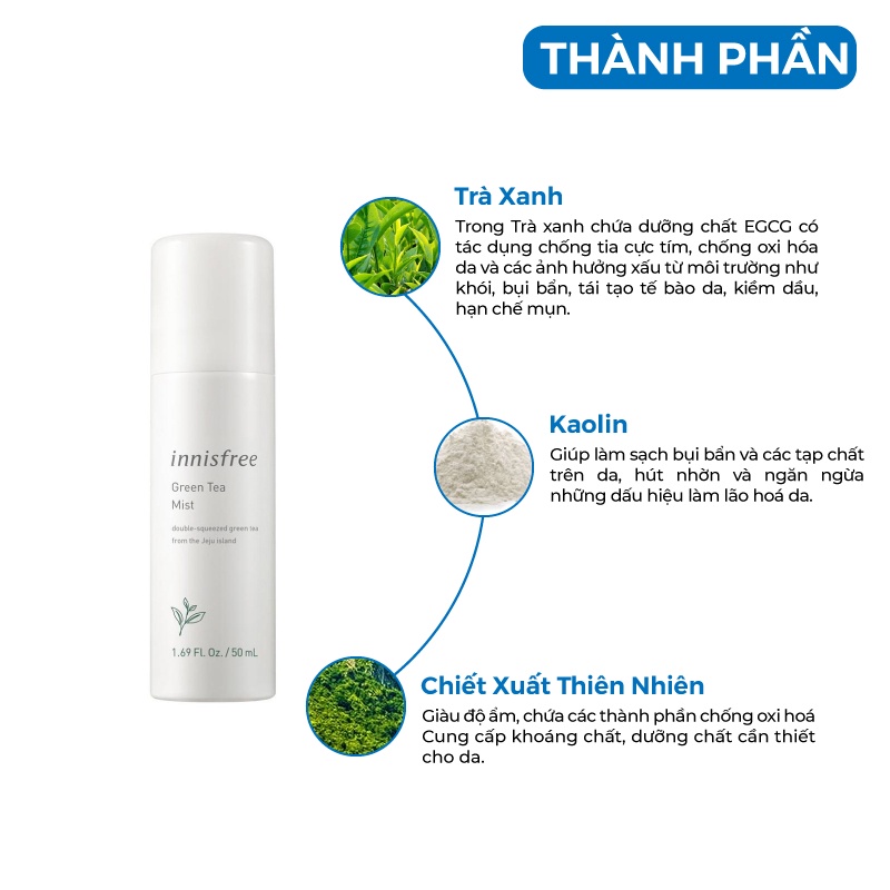 Xịt Khoáng Trà Xanh Innisfree Green Tea Mineral Mist Hàn Quốc 150ml [Cam Kết Chính Hãng Hàn Quốc]