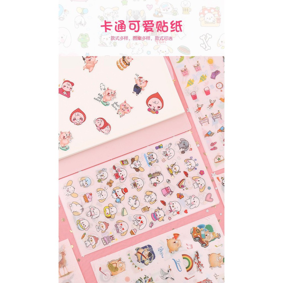 Sticker dán nhiều họa tiết hình ảnh dễ thương (Combo 6 trang hình khác nhau)