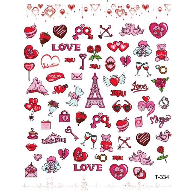 Hình dán móng tay Tháp Love T334