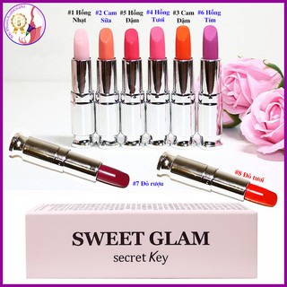 Son dưỡng môi Secret Key Sweet Glam có màu cấp ẩm làm mềm mịn môi set 3 cây 5g Hàn Quốc