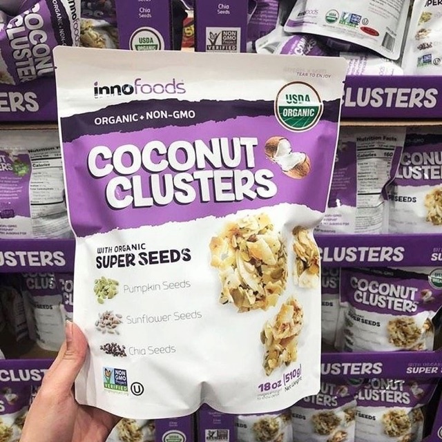 Coconut Clusters từ Innofoods Canada 510g -  Snack Hỗn hợp các loại Dừa - Hạt bí - Hạt hương dương - Hạt Chia