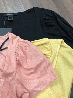 ÁO THUN CỔ U TAY CON F21