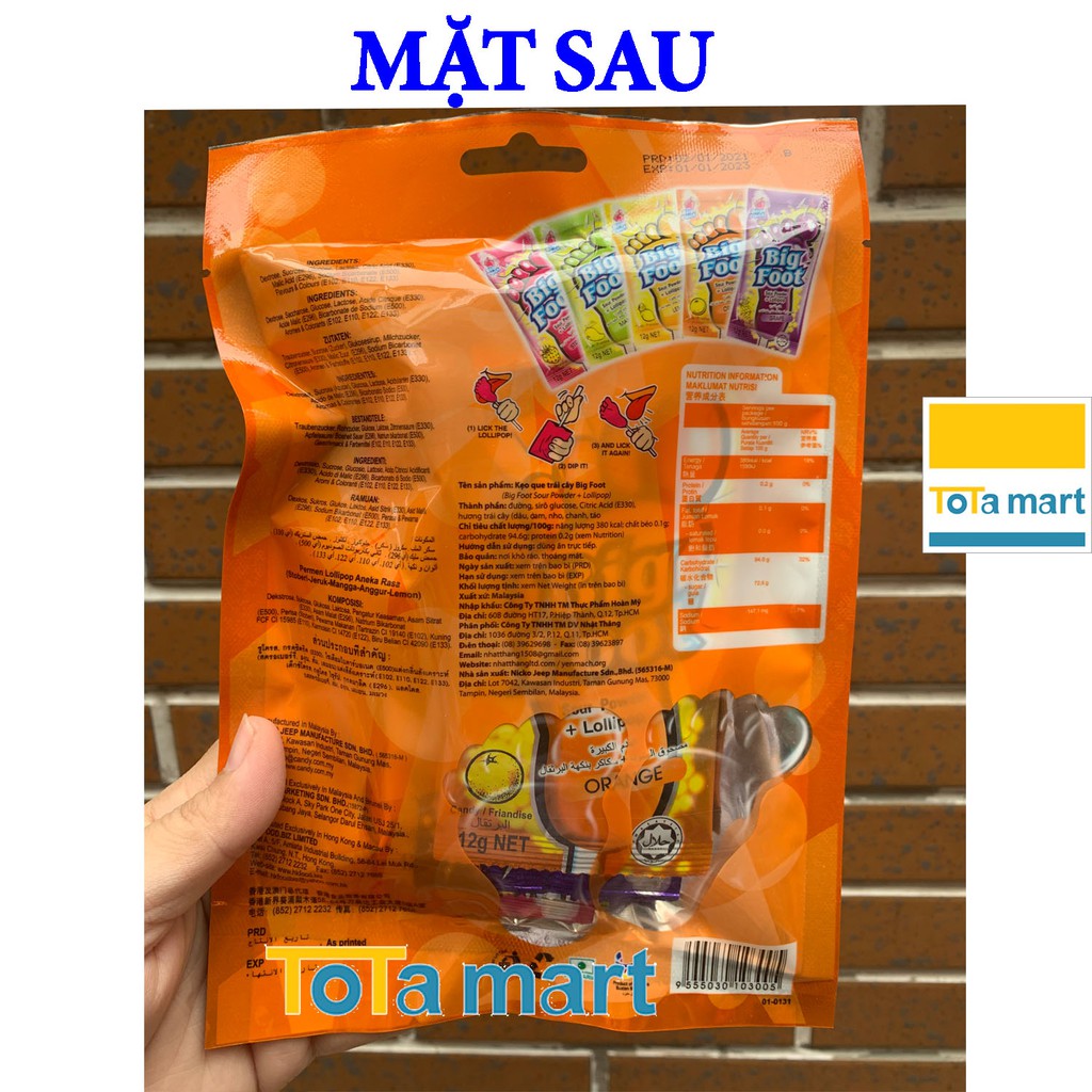 (hsd 04/2024) Kẹo mút bàn chân BIG FOOT Malaysia đủ gói lớn 360g, gói nhỏ 72g