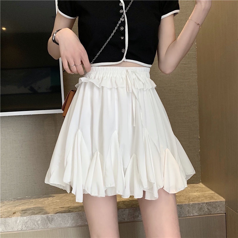 Chân Váy Ngắn Xòe Viền Bèo Dây Nơ Cạp Chun Chân Váy Tennis Dáng Ngắn Freesize Siêu Hot