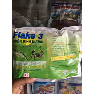 Phiến dinh dưỡng bột flake 3 xanh ,thức ăn cho tôm cua con
