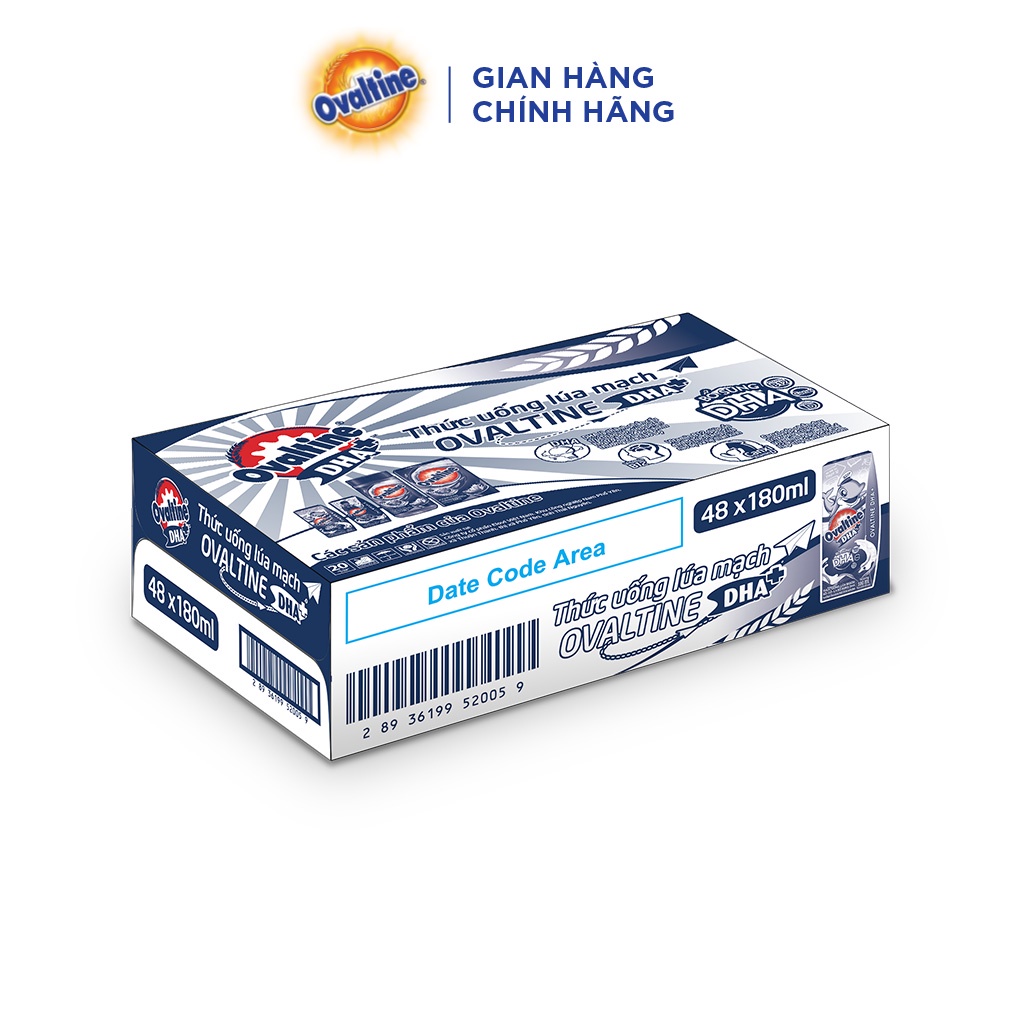 Thùng 48 hộp Thức uống lúa mạch hương vị sô-cô-la Ovaltine DHA+