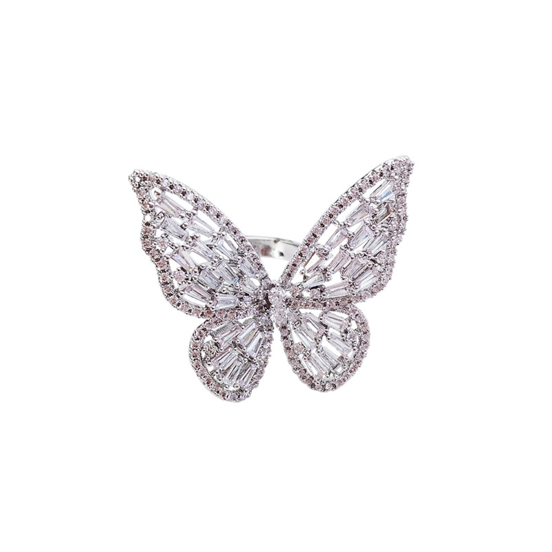 Nhẫn hình bướm đính đá zircon chất lượng cao thiết kế mới sang trọng cho nữ