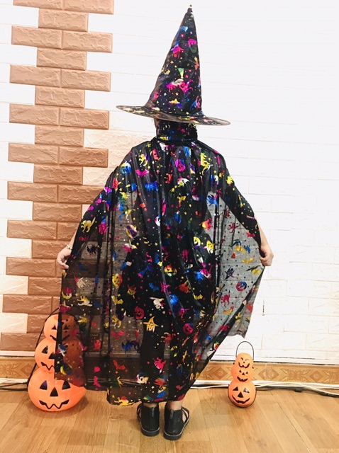 Áo choàng phù thủy kèm mũ hóa trang cóplay HALOWEEN nhiều màu
