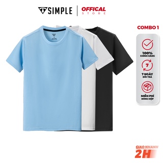 Combo 3 Áo Đen - Trắng -Thiên Thanh Thun Trơn Nam TSimple