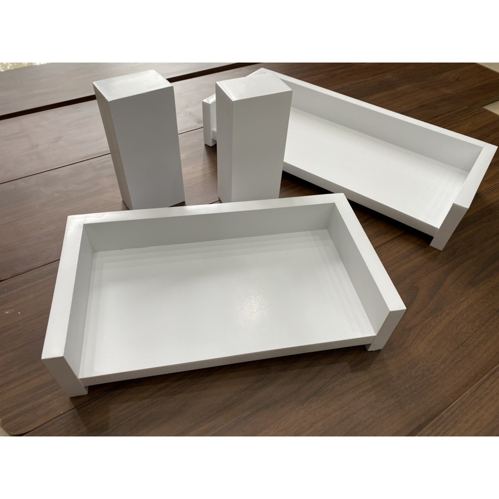 Kê Màn Hình - Gỗ MDF Xám Xi Măng . Chân và hộc có màu Đen - Trắng - Xám