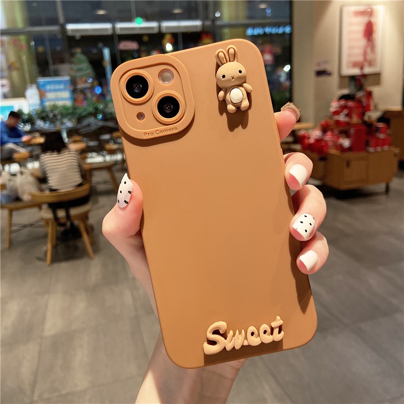 Ốp Điện Thoại Silicon Mềm Hình Thỏ Hoạt Họa Tiếng Anh Cho iphone15 pro max 11 / 12 / 13 / 14 promax xsmax xr 12pro 8plus x