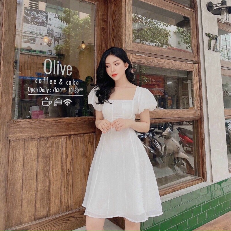 VÁY VOAN TAY BỒNG THẮT NƠ LƯNG