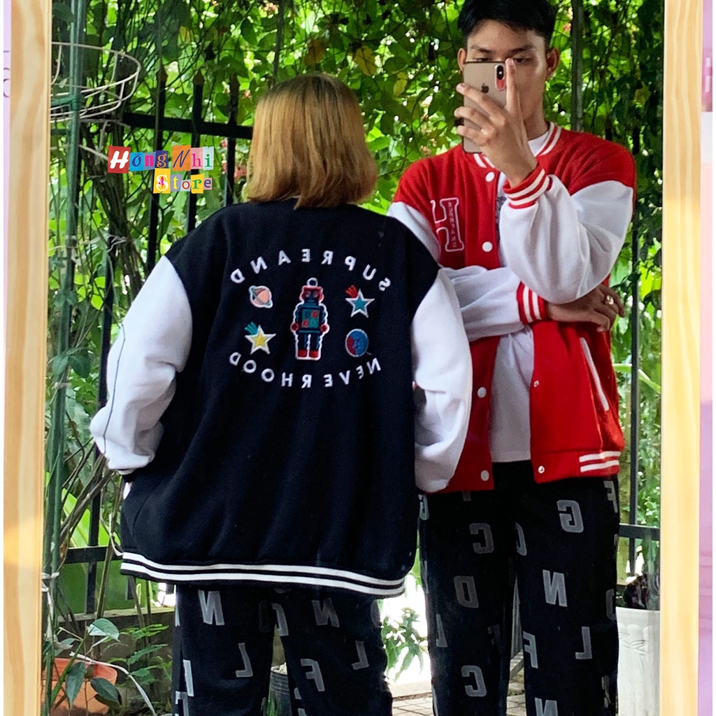 Áo Khoác Bomber Chữ H Supreand Neverhood Ulzzang Unisex Dáng Rộng Nam Nữ - MM