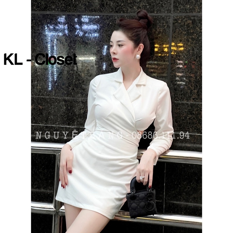 Váy body nữ cổ vest tay dài cut eo gợi cảm
