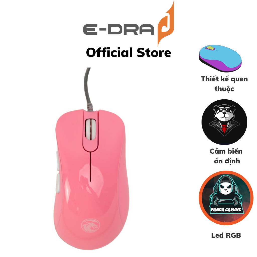 Chuột chơi game led E-DRA EM660 Lite BLACK/PINK