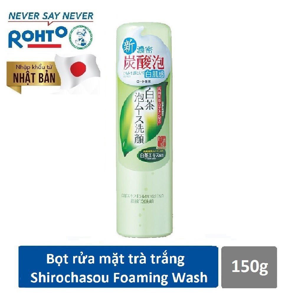 BỌT RỬA MẶT SHIROCHASOU ROHTO CHIẾT XUẤT TRÀ TRẮNG WHITE_TEA_FOAMING_WASH 150G CHÍNH HÃNG - 3173