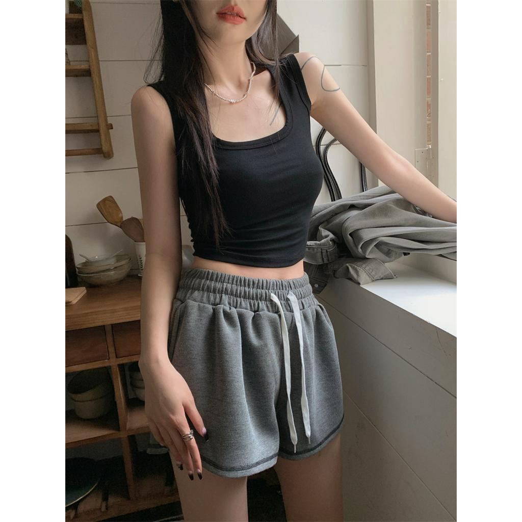 Áo Ba Lỗ Dáng Ôm Ngắn Màu Trơn Thời Trang Cho Nữ 63353