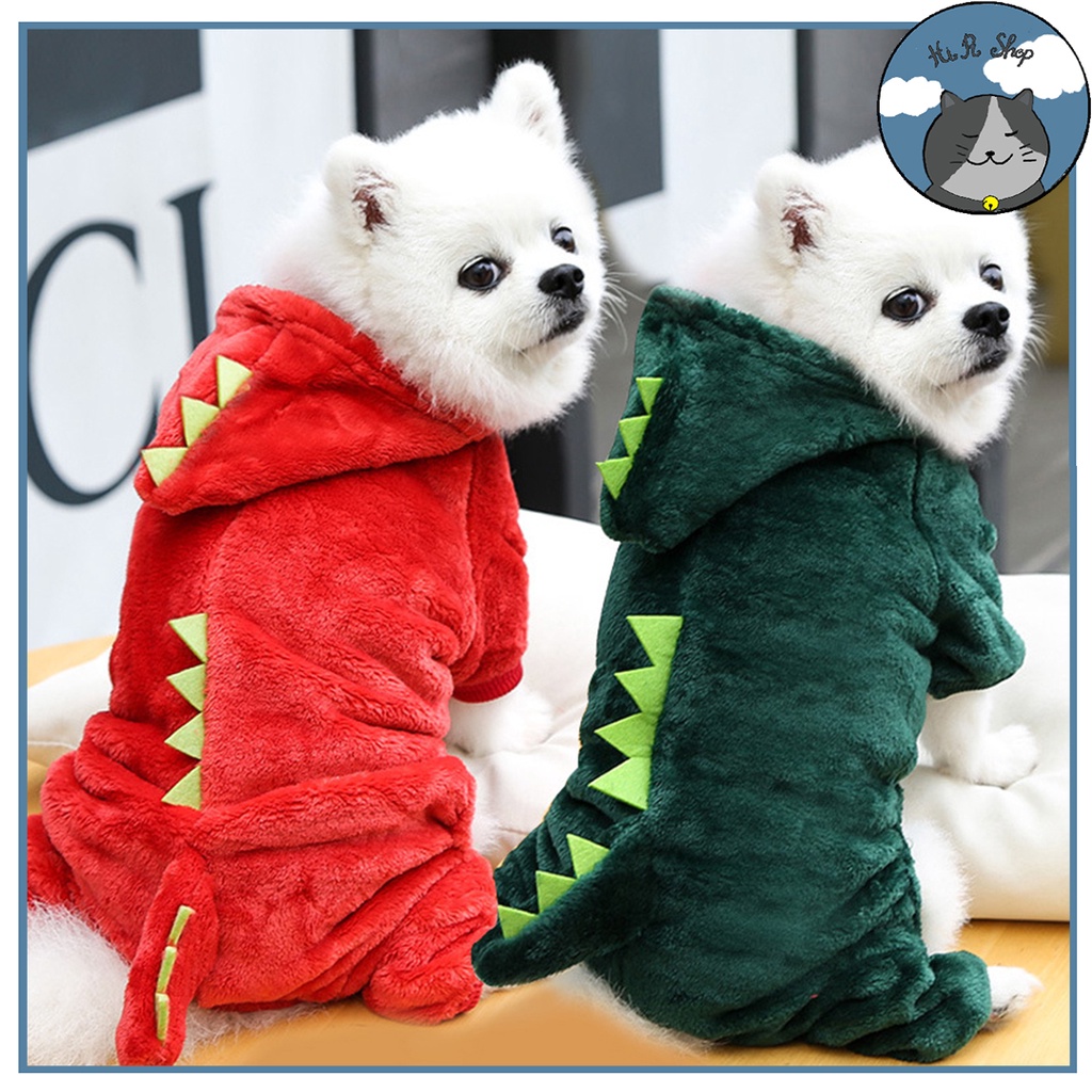 Áo Khủng Long Có Mũ Thiết Kế Xinh Xắn Cho Thú Cưng Áo Mùa Đông Cho Chó Mèo