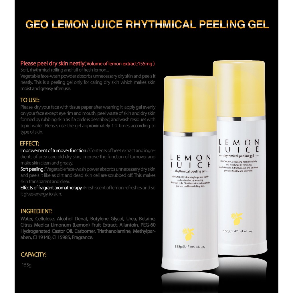 Gel tẩy tế bào chết chiết xuất chanh Geo Lemon Juice Peeling Gel 160ml