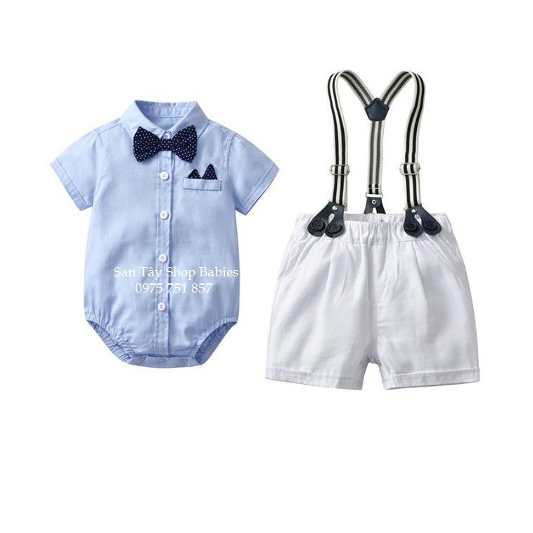 Set yếm áo trắng cho bé trai