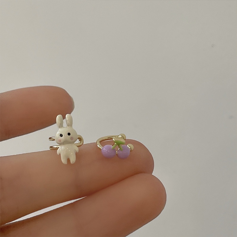 Bông Tai Kẹp Không Xỏ Hình Tai Thỏ Cherry Thời Trang Mùa Hè Hàn Quốc Dễ Thương 2022