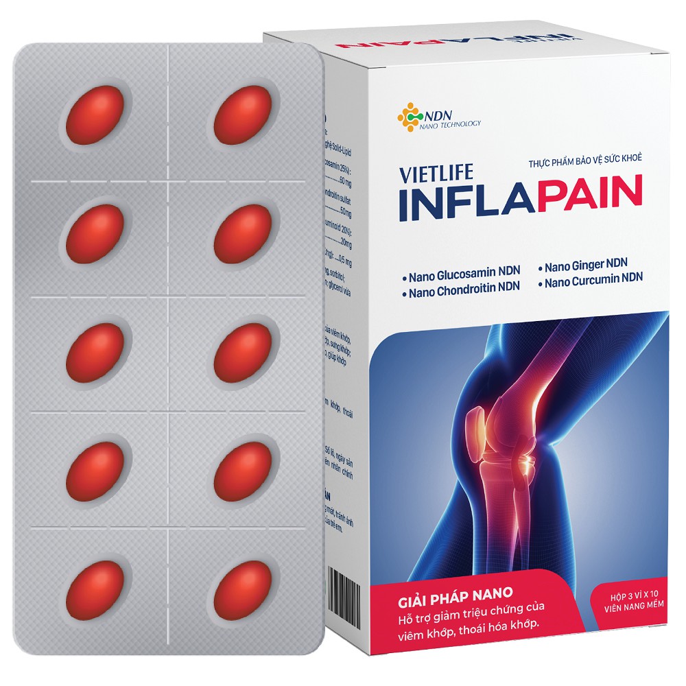 Vietlife Inflapain - Hỗ trợ giảm đau xương khớp do thoái hóa khớp, tăng dịch nhờn khớp (hộp 3 vỉ x 10 viên nang mềm)