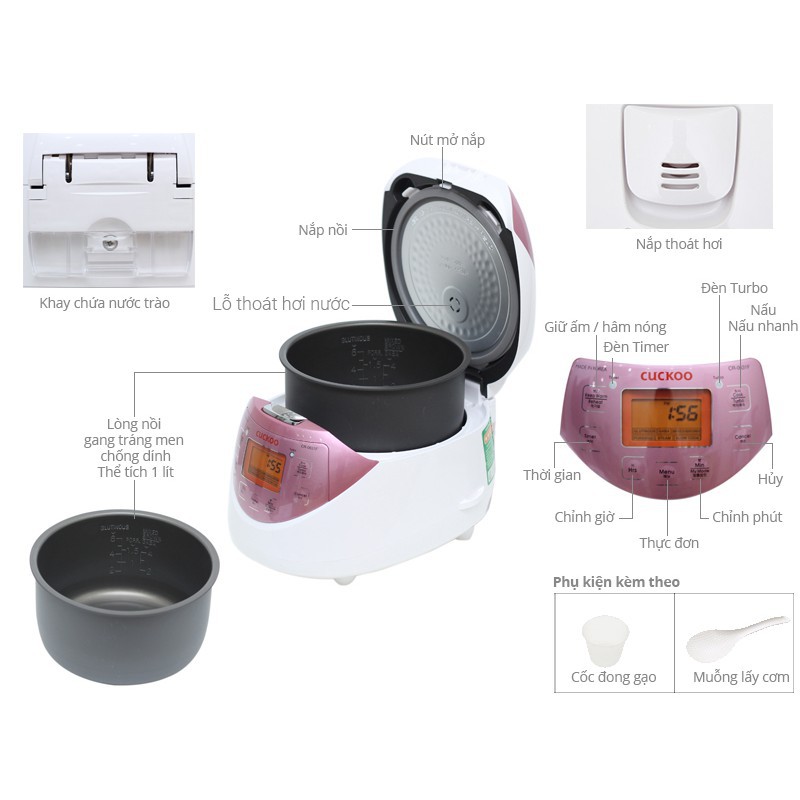 [Chính hãng - Bảo hành 2 năm] Nồi Cơm Điện Tử Cuckoo CR-0631F (1L) - Hàng Chính Hãng | BigBuy360 - bigbuy360.vn