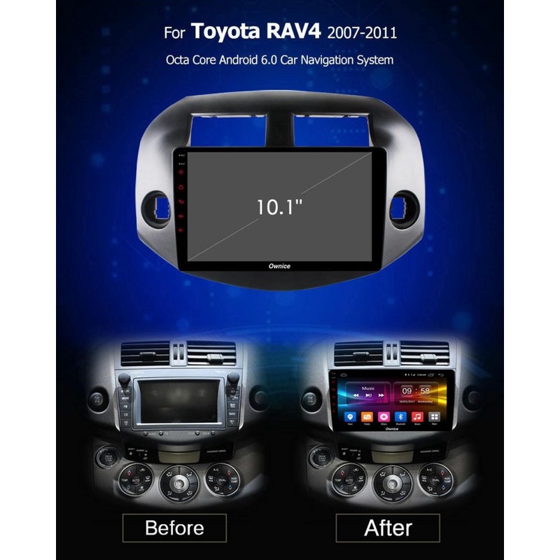 Màn Hình Android 9 inch Cho Xe RAV4 2007-2012 - Đầu DVD Android Kèm Mặt Dưỡng Giắc Zin Toyota Rush -Điều Khiển Giọng Nói