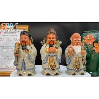 Bộ tam đa phúc - lộc- thọ men rạn cổ, cao 20cm