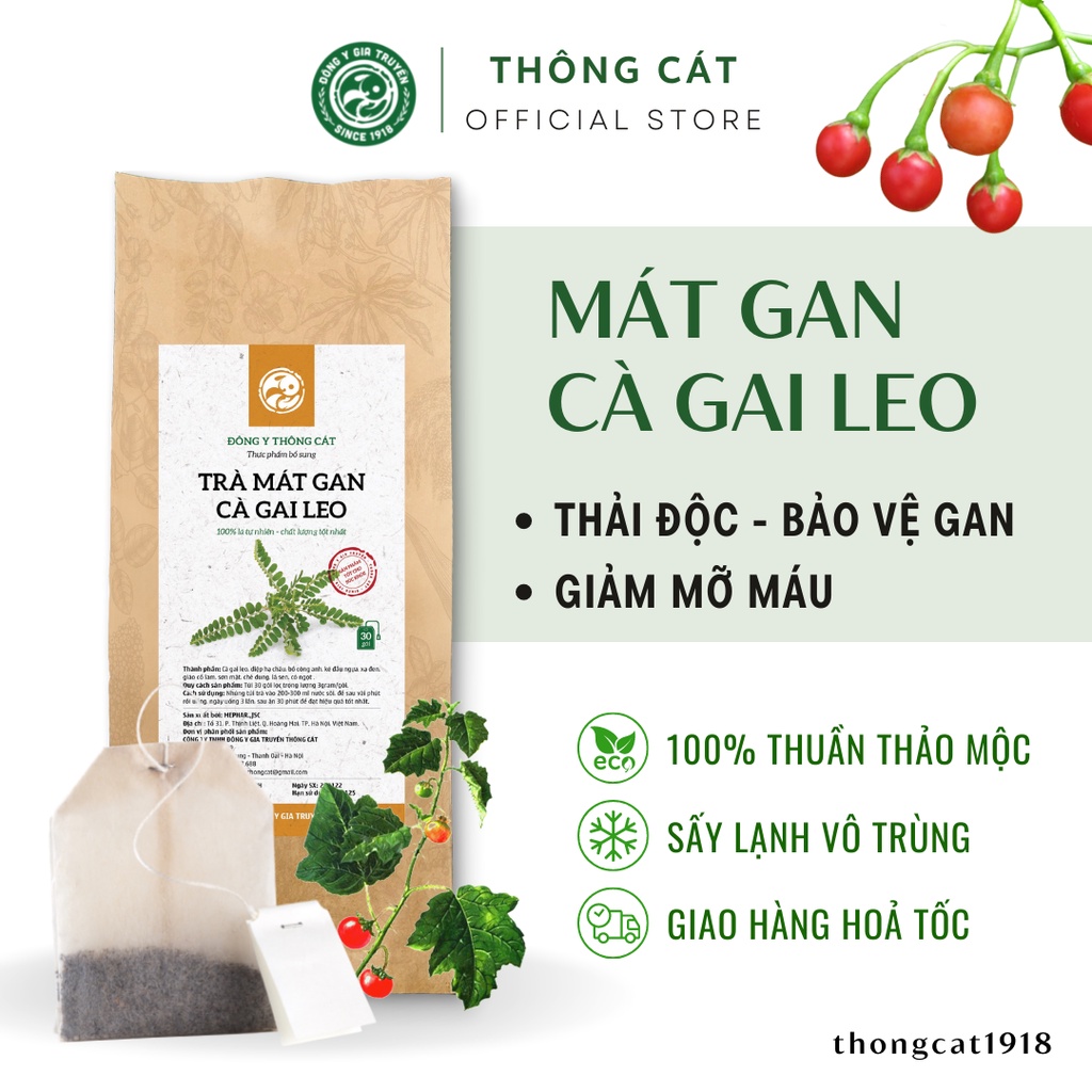 Trà túi lọc thảo mộc giải độc mát gan, thanh lọc cơ thể, hạ men gan, giải rượu Đông y gia truyền Thông Cát (Since 1918)