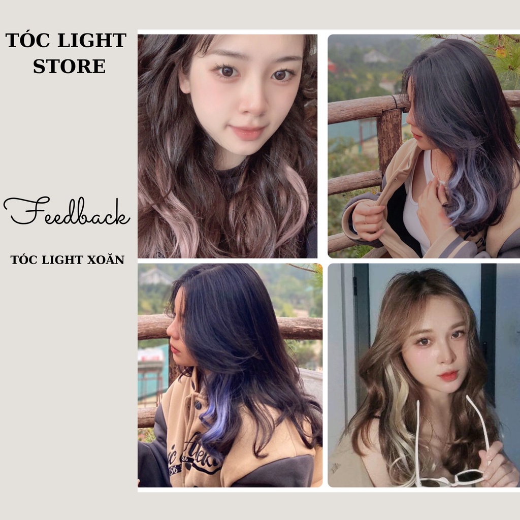 Tóc giả kẹp highlight Xoăn dài 60cm - Tóc Light Giả Kẹp màu xám khói Xoăn phong cách Hàn Quốc - 51
