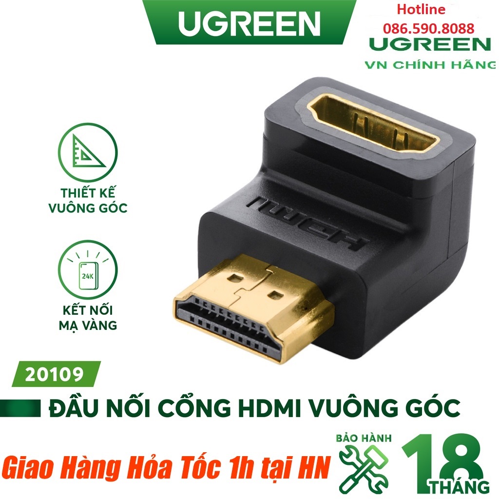 Đầu nối HDMI vuông góc 90 độ Ugreen 20109  - Hàng chính hãng