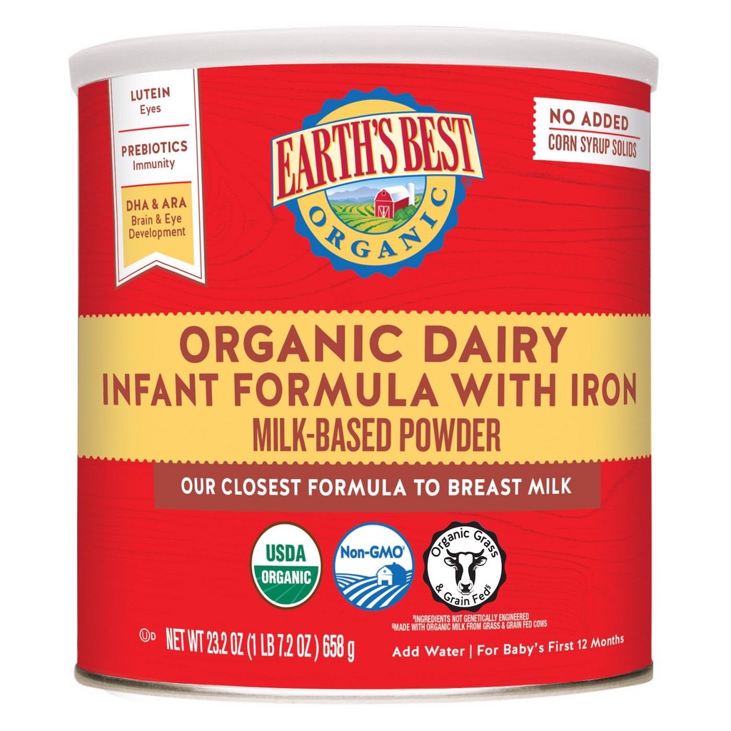 Sữa công thức Earth’s Best Toddler - Earth’s best organic Toddler 595g, 658g cho bé từ 0 đến 12 thán