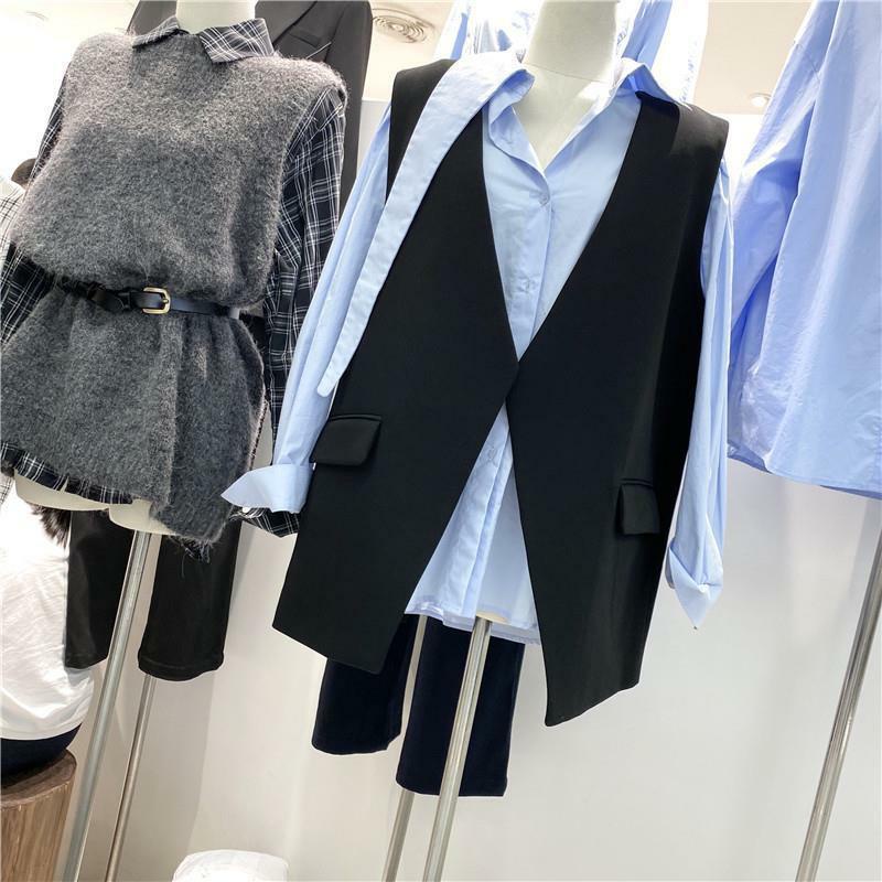 Áo Vest Không Tay Cổ Chữ V Thời Trang Hàn Quốc Cho Nữ
